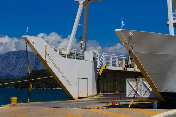 Greek ferry boat at the harbor — Stock Photo, Image