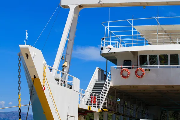 Greek ferry boat at the harbor — Stock Photo, Image