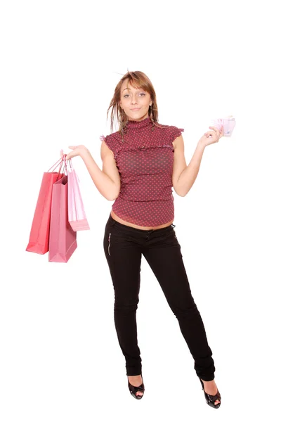 Mujer de compras aislada — Foto de Stock