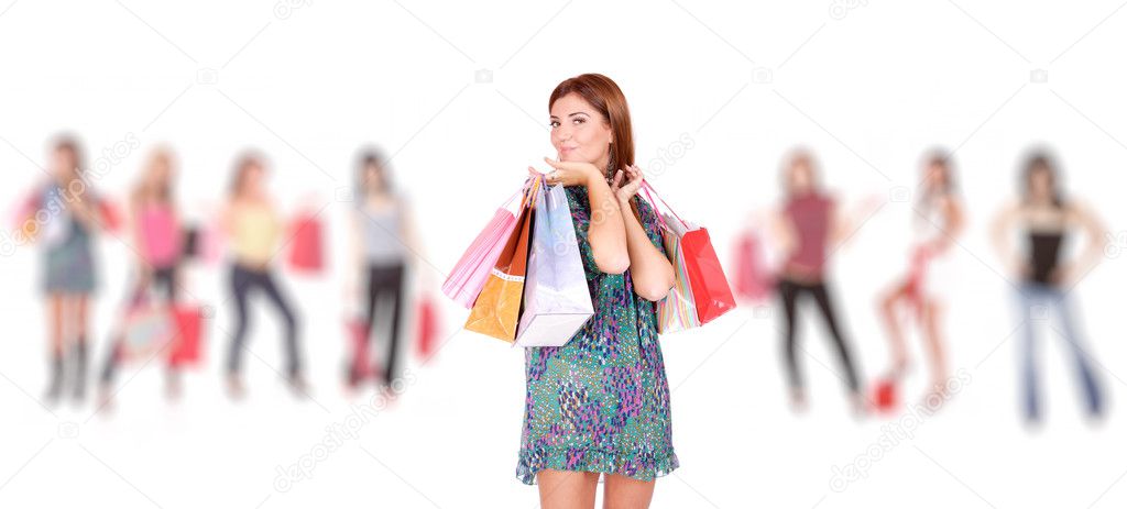 Group of shopping girls