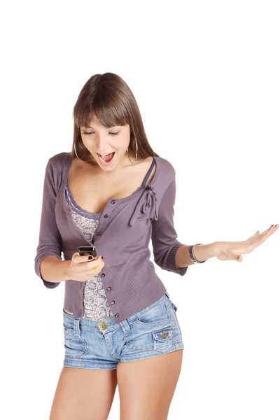 An attractive young woman with mobile phone — Stock Photo, Image