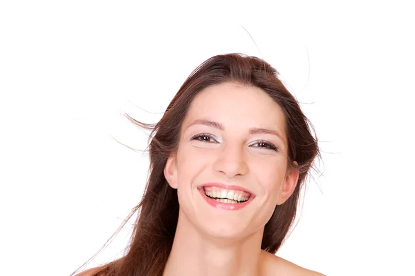 Close-up portret van een gelukkige jonge vrouw — Stockfoto