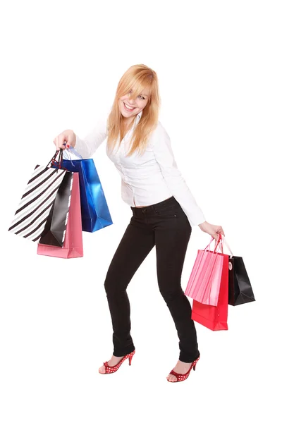 Happy woman with shopping bags Stock Picture