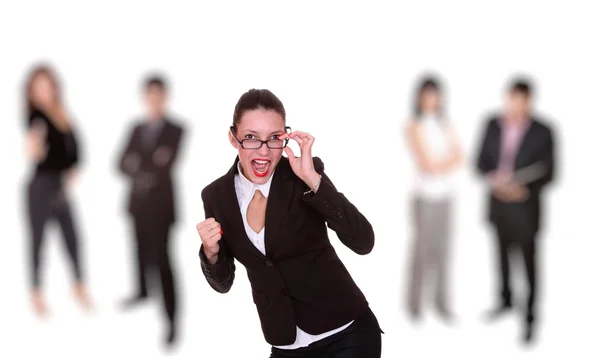 Business woman leading a team in the office — Stock Photo, Image