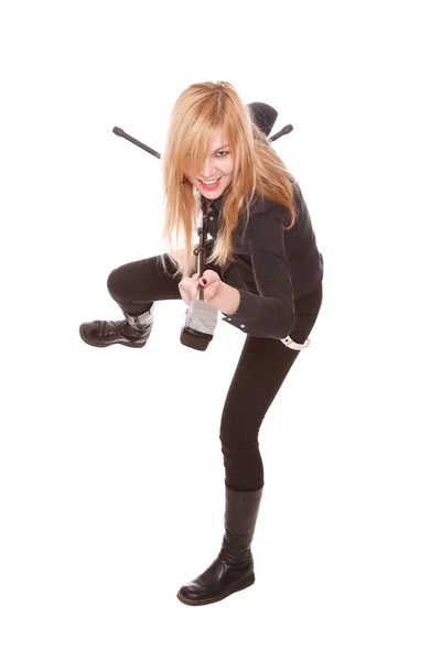 Portrait of female rock singer — Stock Photo, Image