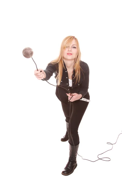 Portrait of female rock singer — Stock Photo, Image