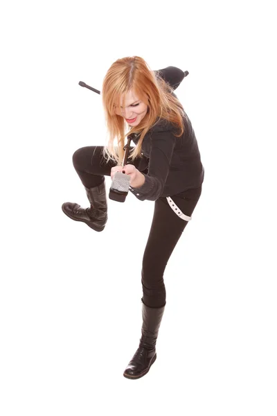 Portrait of female rock singer — Stock Photo, Image