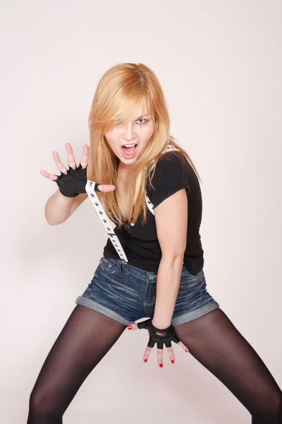 Portrait of female rock singer — Stock Photo, Image