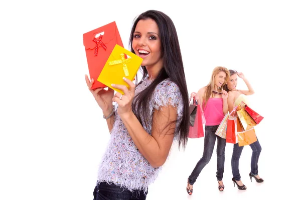 Liten grupp shopping flicka — Stockfoto