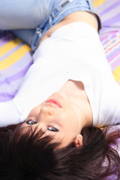 Cute woman in bed — Stock Photo, Image