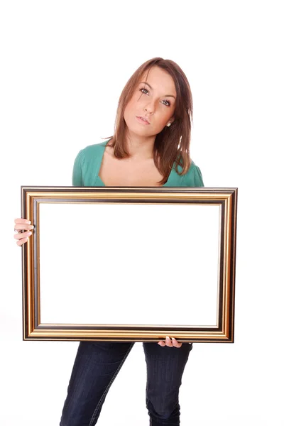 Fashion woman with a frame — Stock Photo, Image