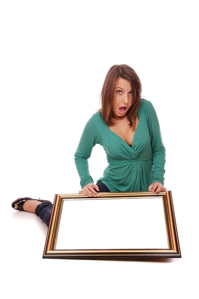 Módní ženu s rámečkem — Stock fotografie
