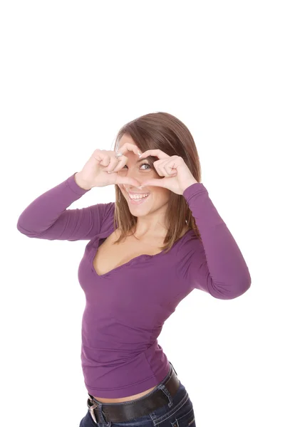 Woman with heart over white background — Stock Photo, Image