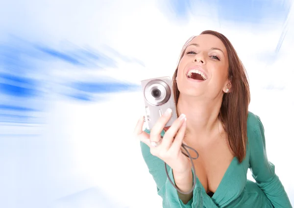 Mujer hablando de una foto —  Fotos de Stock