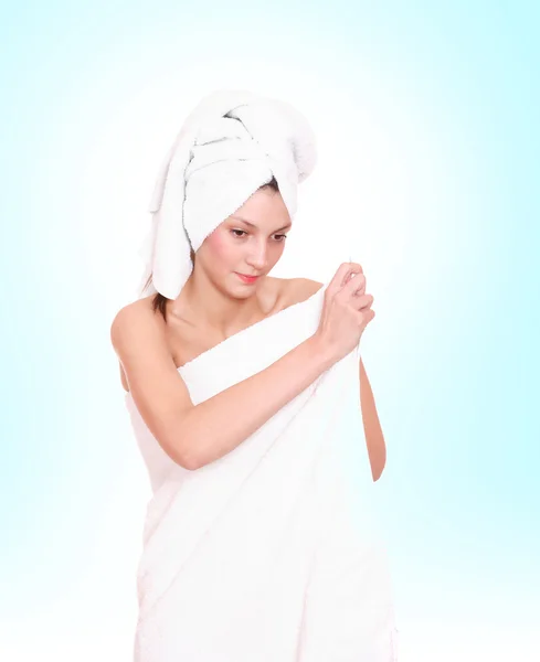 Woman under towels — Stock Photo, Image