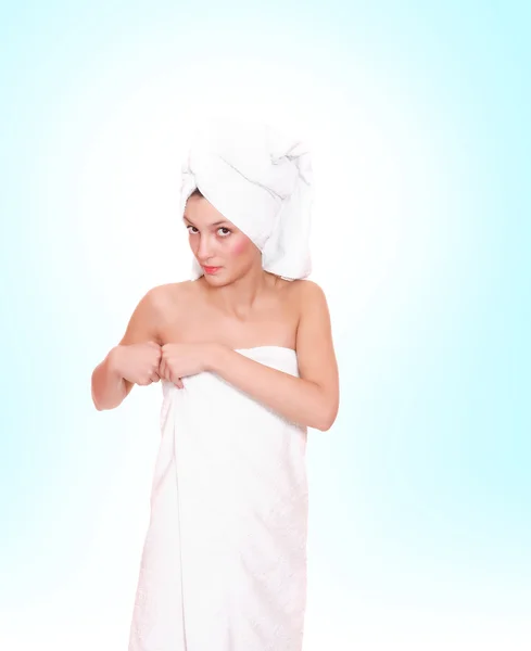 Woman under towels — Stock Photo, Image