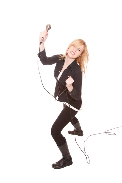 Portrait of female rock singer — Stock Photo, Image