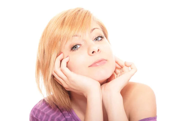 Young girl in pink blouse — Stock Photo, Image