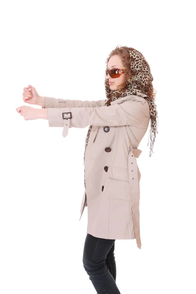 Woman wearing trenchcoat — Stock Photo, Image