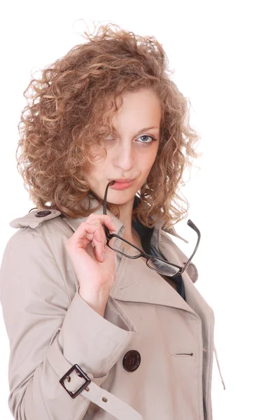 Woman wearing trenchcoat — Stock Photo, Image