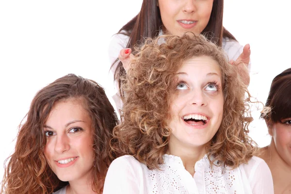 Group of happy pretty laughing girls Royalty Free Stock Photos