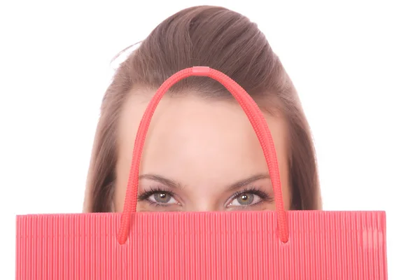 Mulher de compras sorrindo — Fotografia de Stock