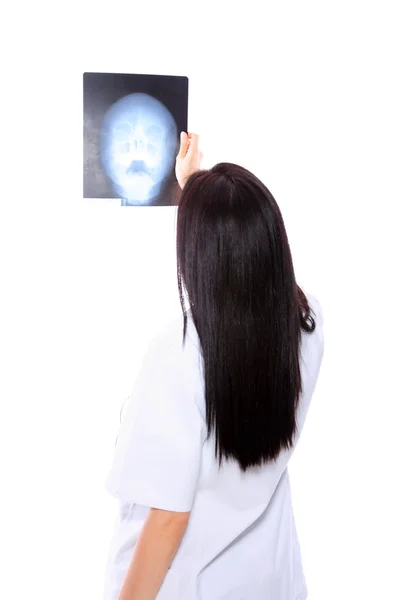 Médecin féminin regardant une radiographie — Photo