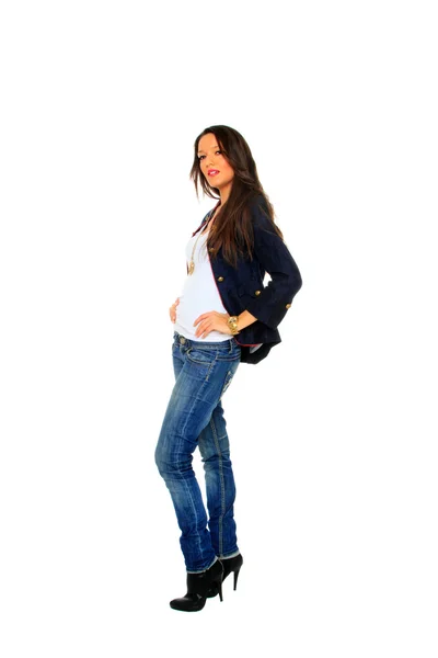 Красивая сексуальная девушка в джинсах — стоковое фото