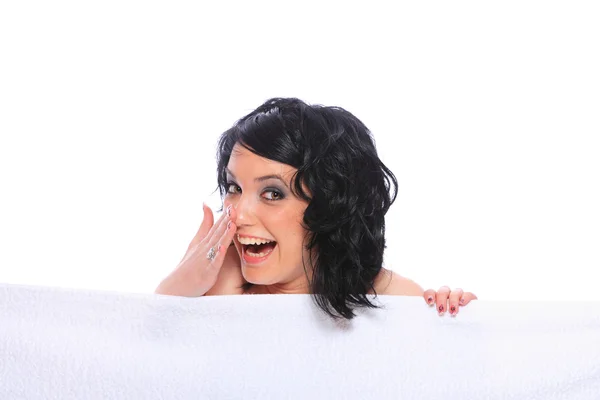 Donna sotto asciugamano — Foto Stock