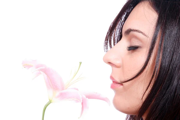 Beautiful woman with flower — Stock Photo, Image