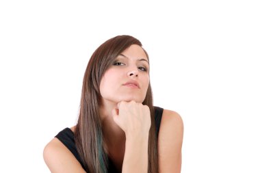 yüz ifadesi ile mutlu bir genç kadın