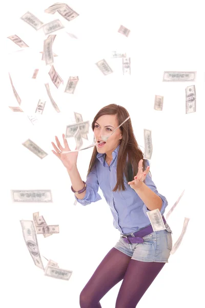 Hermosa mujer sobre fondo blanco — Foto de Stock