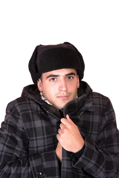 Άνθρωπος με μια ρωσική καπέλο — Φωτογραφία Αρχείου