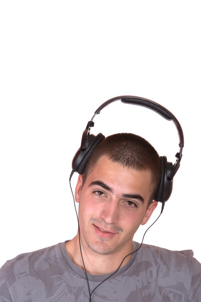 Man is listening to the music