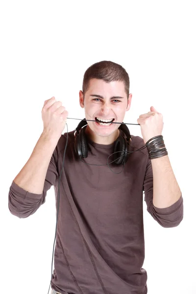 El hombre está escuchando la música — Foto de Stock