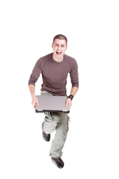 Ontspannen man met laptop — Stockfoto