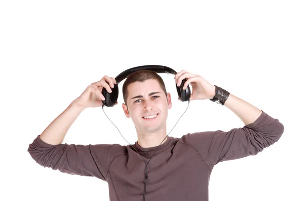 Чоловік слухає музику — стокове фото