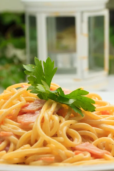 Verse pasta in het restaurant — Stockfoto
