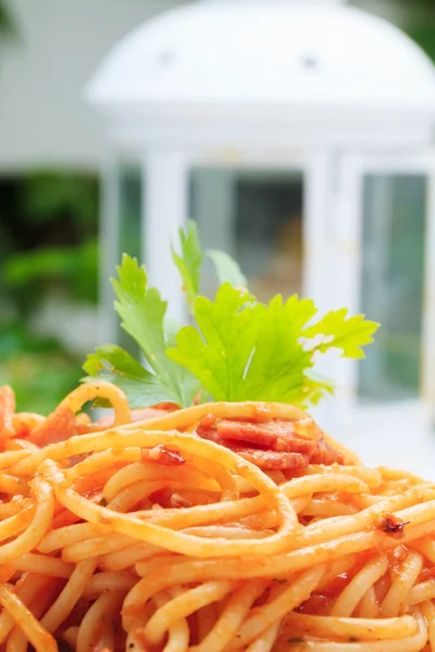 Saboroso macarrão-italiano no restaurante — Fotografia de Stock
