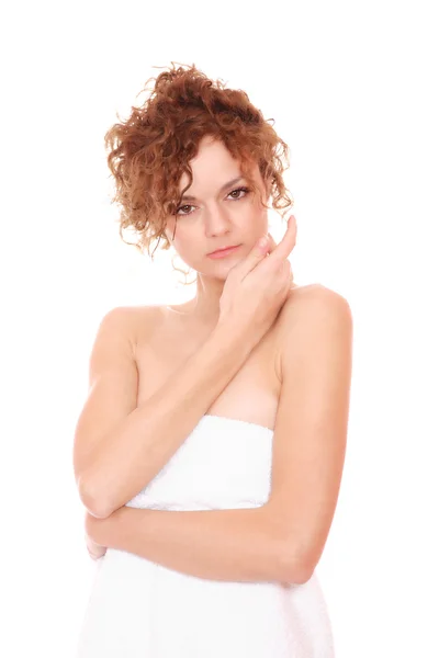 Young and beautiful girl on white — Stock Photo, Image