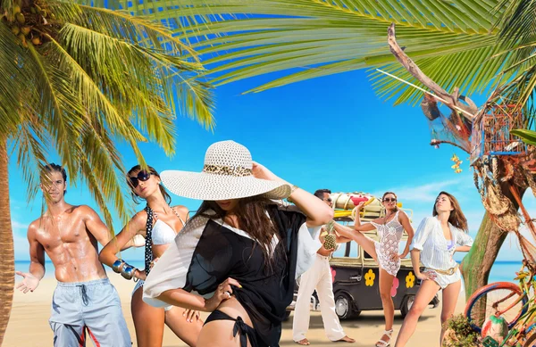 Jonge mensen op het strand reizen concept — Stockfoto
