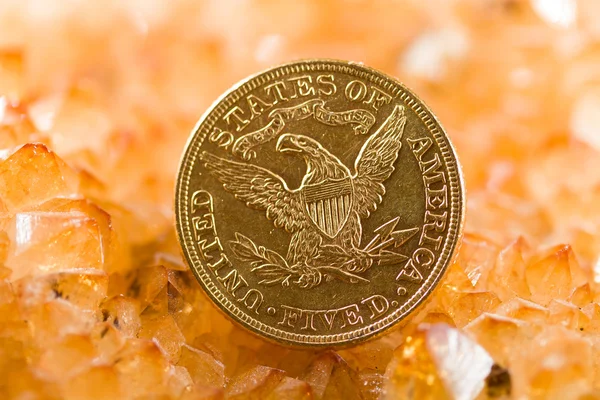 Five Dollars gold coins — Stock Photo, Image