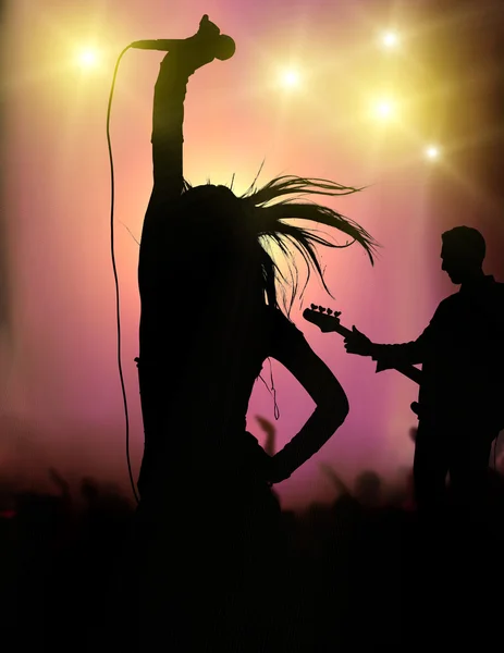 Silhouette cantante femminile — Foto Stock