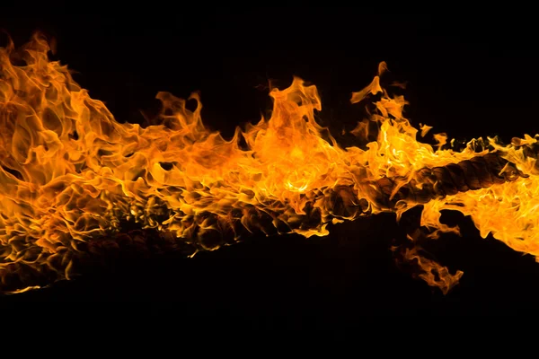 Blazing flames on black background — Stock Photo, Image