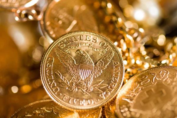 Five Dollars gold coins — Stock Photo, Image