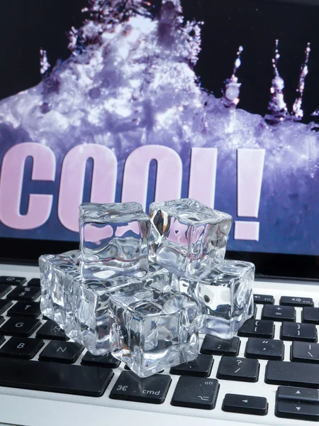 Cubitos de hielo en el teclado del ordenador —  Fotos de Stock