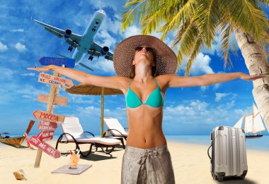 Kumsaldaki genç kadın.