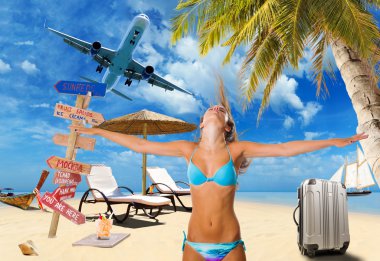 Kumsaldaki genç kadın.