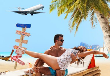 plaj tropikal tatil couple