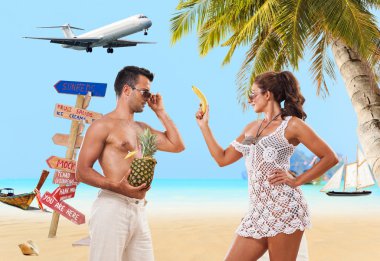 plaj tropikal tatil couple